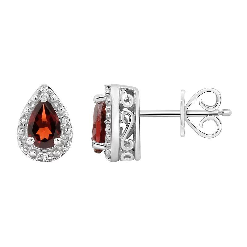 Celebration Gems Sterling Silver Pear Shaped Genuine Amethyst Diamond Accent Stud Earrings, Women's, Blue Topaz Product Image