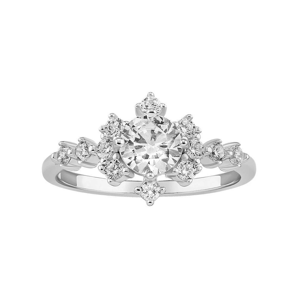 PRIMROSE Sterling Silver Cubic Zirconia Starburst Ring, Women's, Size: 7, Sterling Clear Product Image