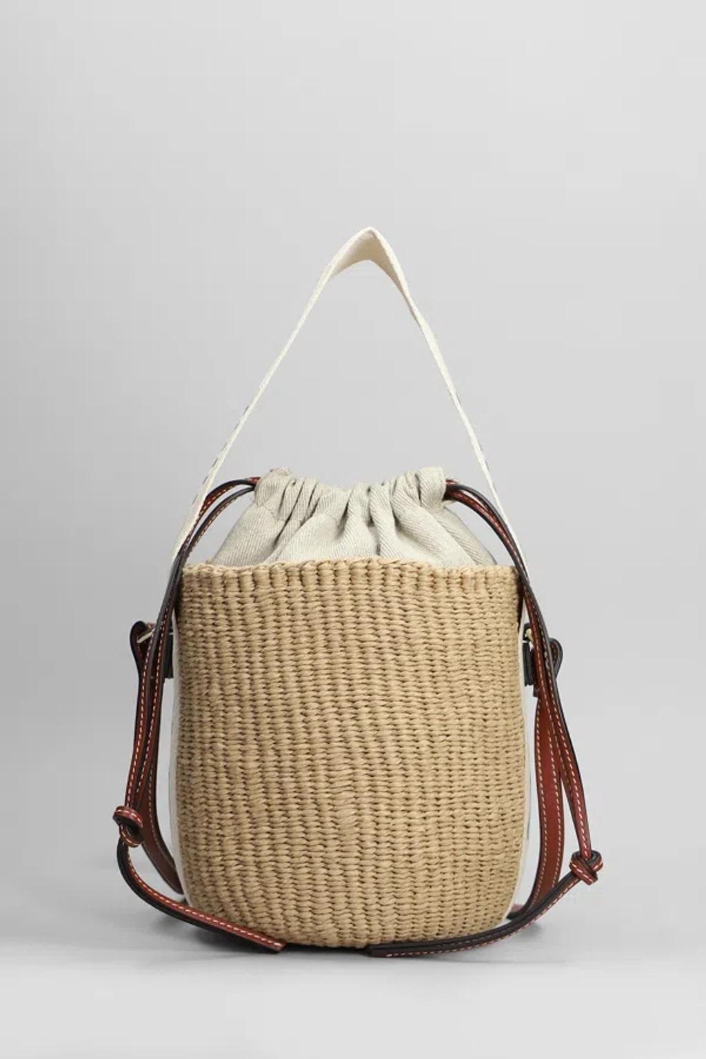 CHLOÉ Woody Basket Tote In Beige Raffia Product Image