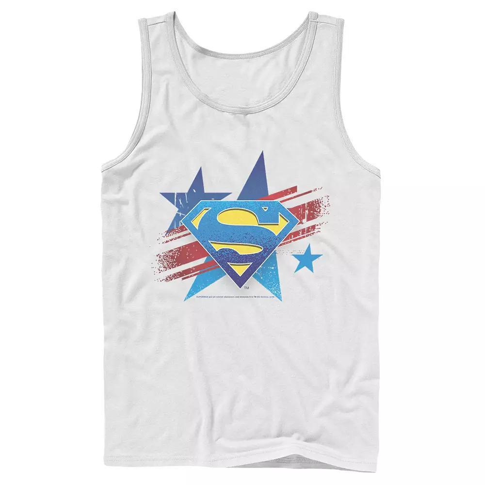 Men's DC Comics Superman Stars And Stripes Chest Logo Tank Top, Size: Large, White Product Image