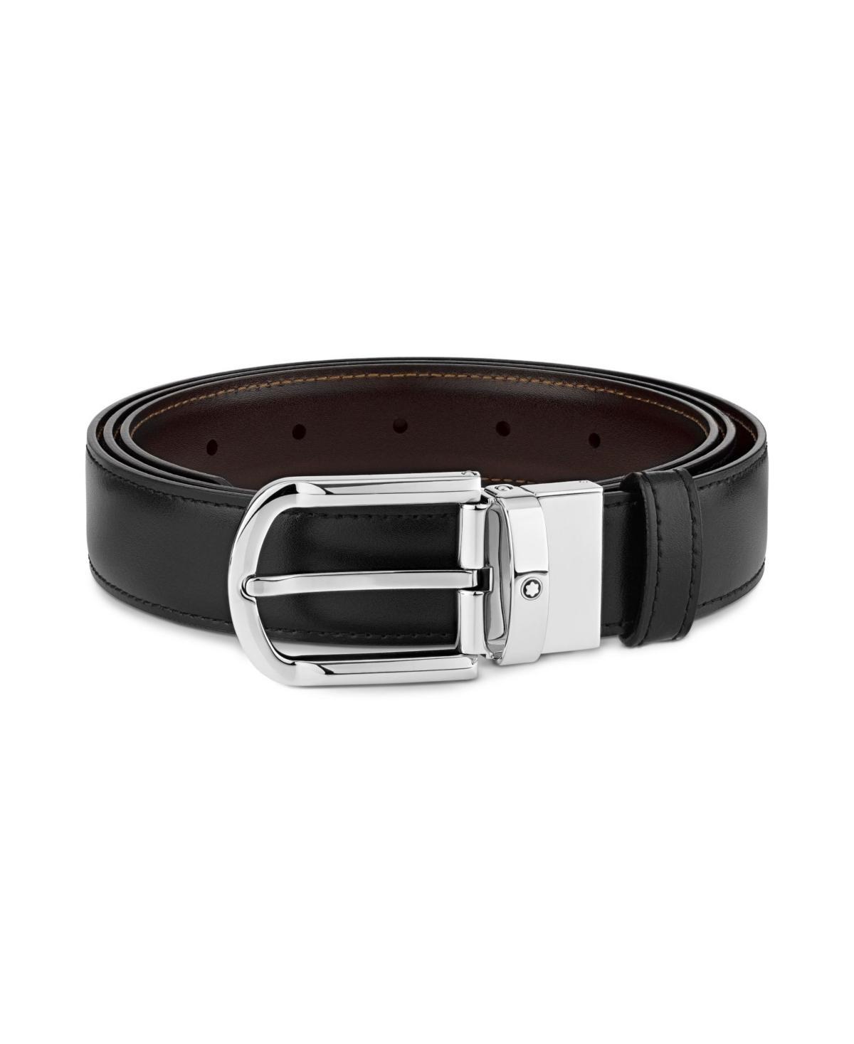 MONTBLANC Men's Black & Brown Reversible Leather Belt In No Color Product Image