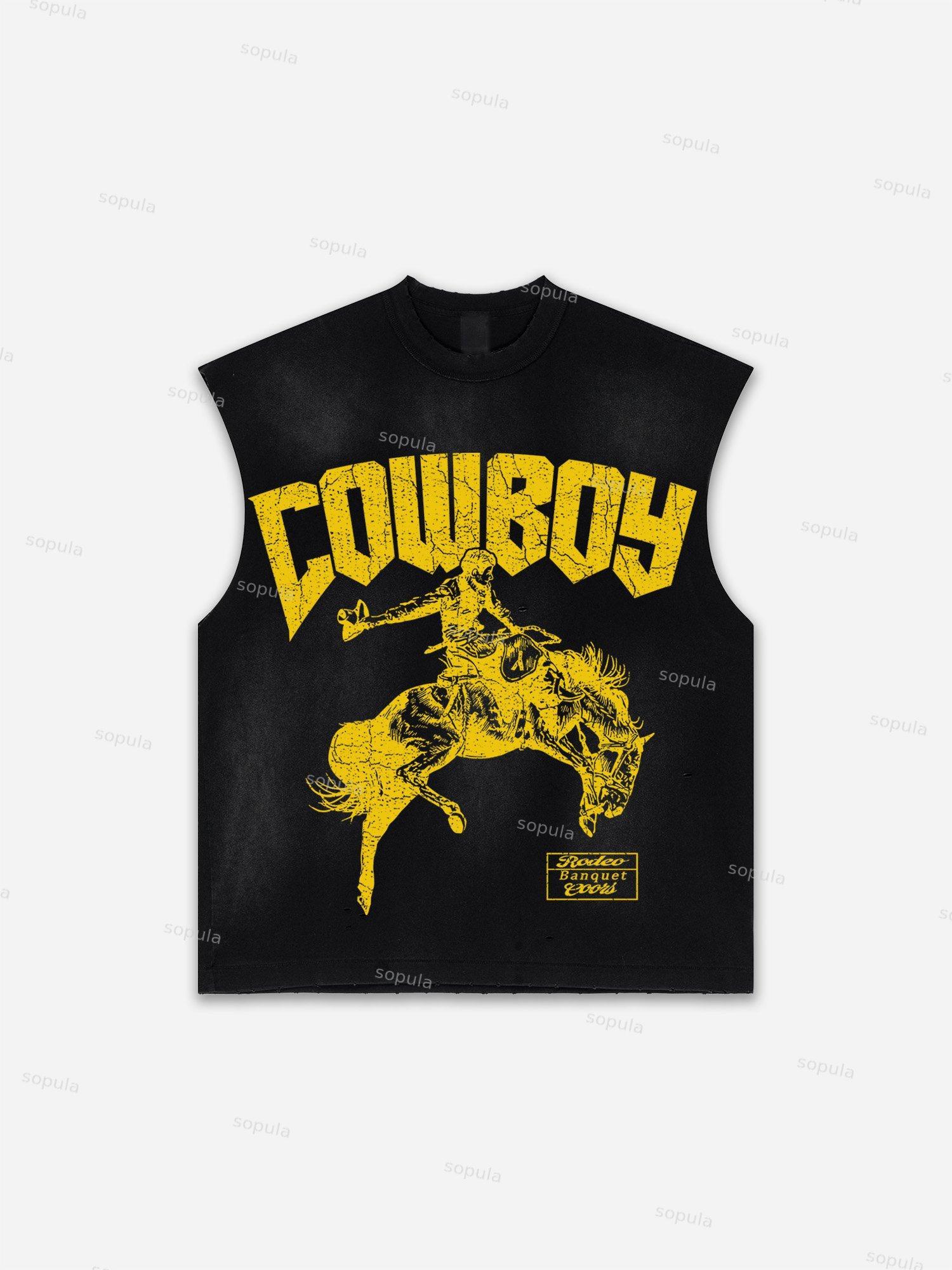 Men's Washed Savage Eagle Head Print Tank Top Product Image