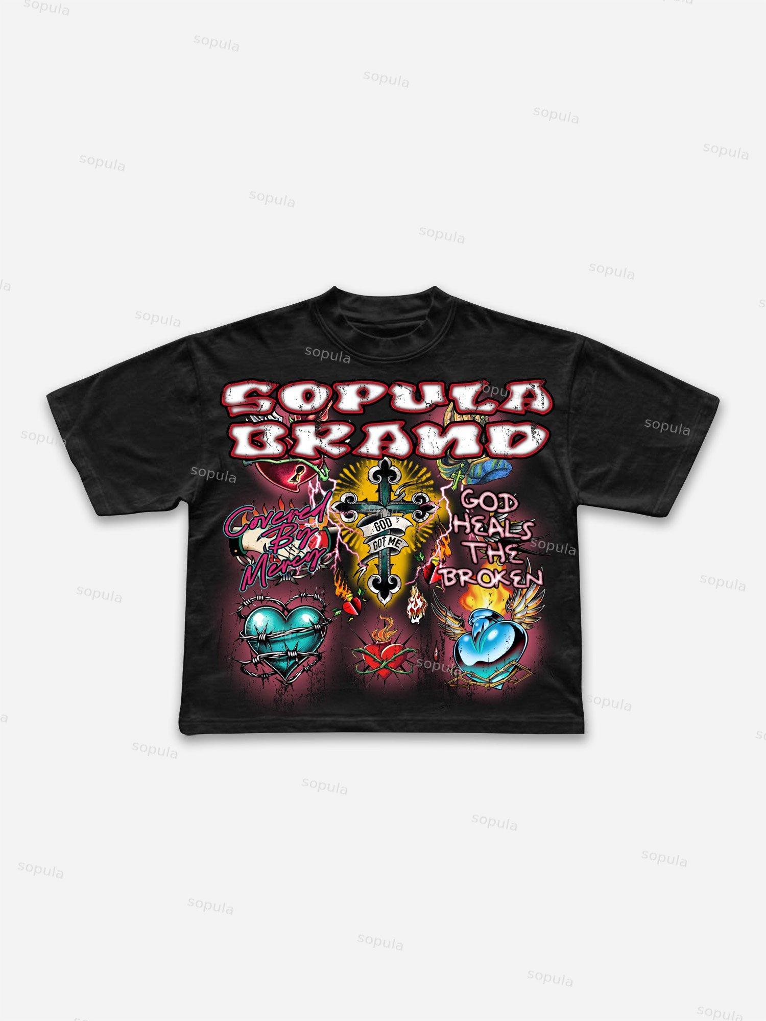 Jesus God Sacred Heart Brand Graphic Cropped T-shirt Product Image
