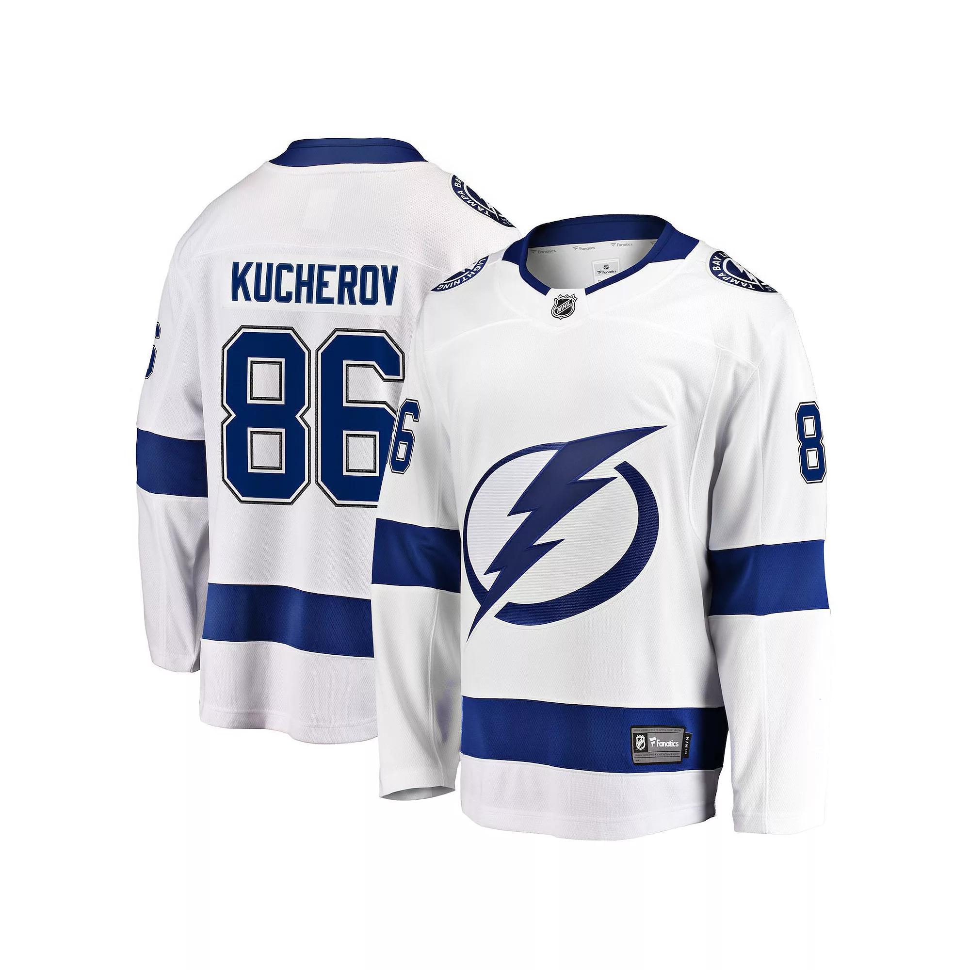 Men's Fanatics Branded Nikita Kucherov White Tampa Bay Lightning Away Premier Breakaway Player Jersey, Size: 5XL, Lgh White Product Image