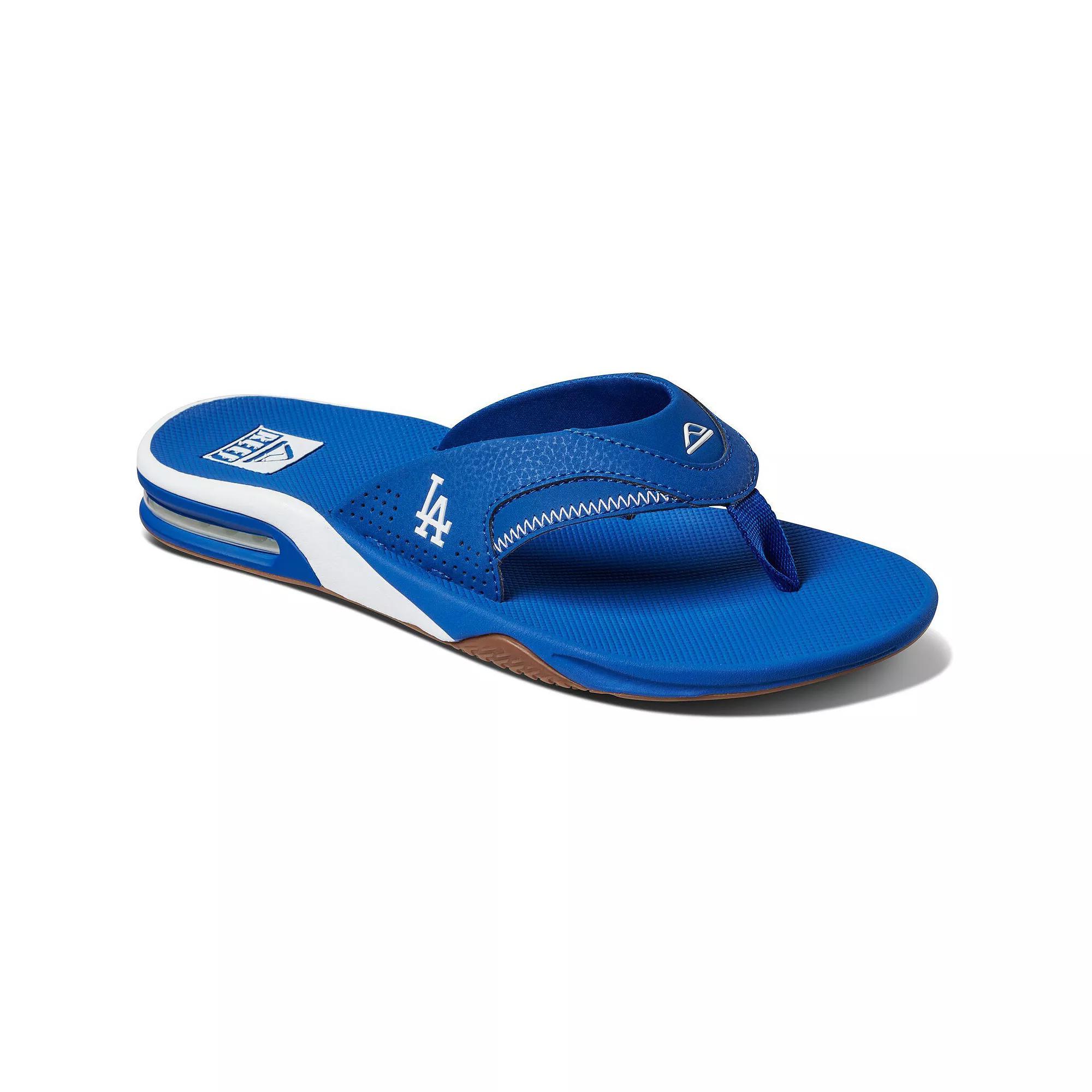Mens REEF Los Angeles Dodgers Fanning Bottle Opener Sandals Product Image
