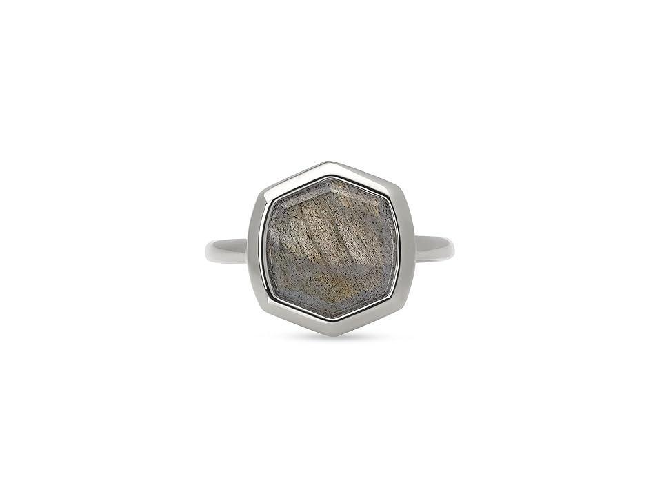 Kendra Scott Davis Sterling Silver Cocktail Ring in Gray | Labradorite | Size 5 Product Image