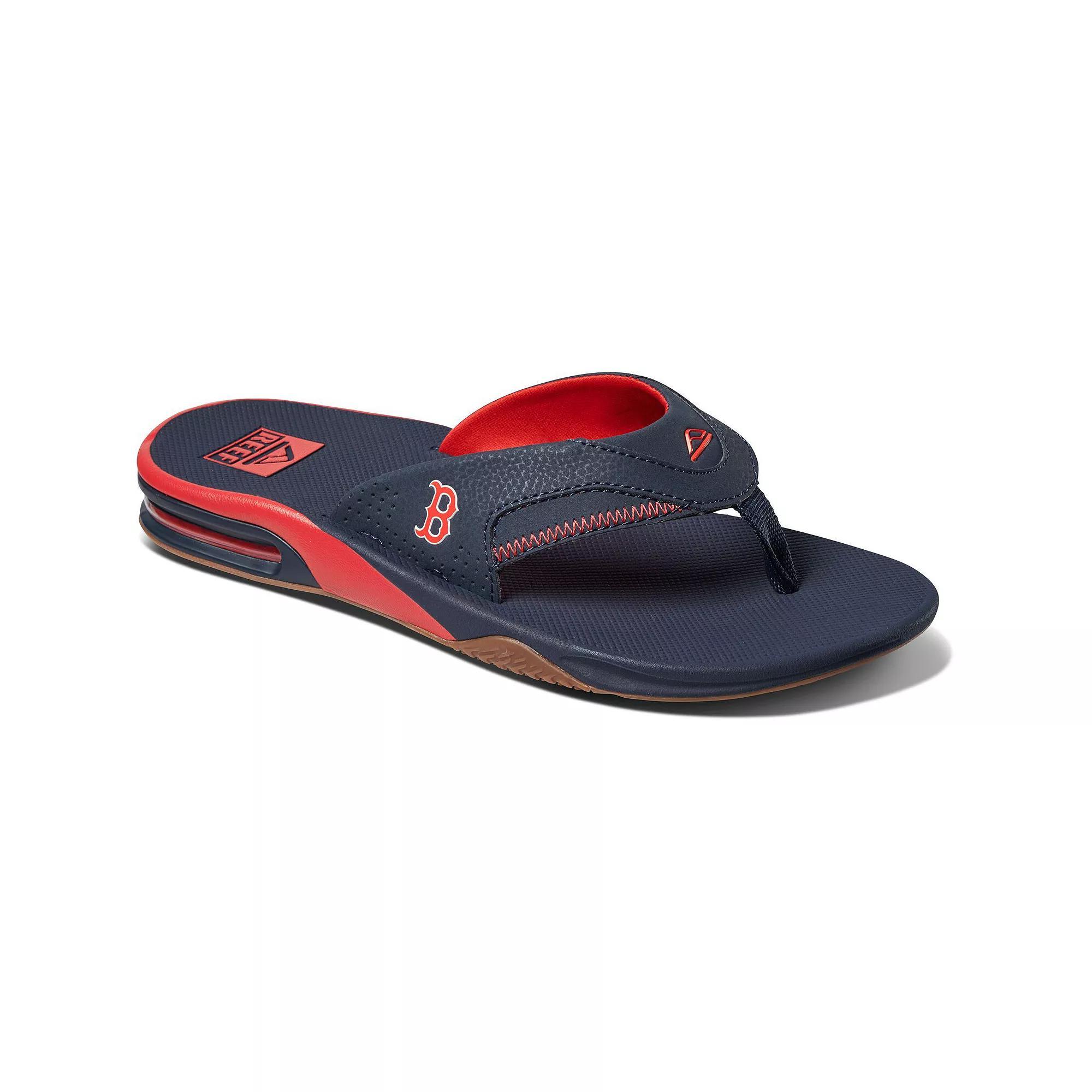 Mens REEF Boston Red Sox Fanning Bottle Opener Sandals Blue Product Image