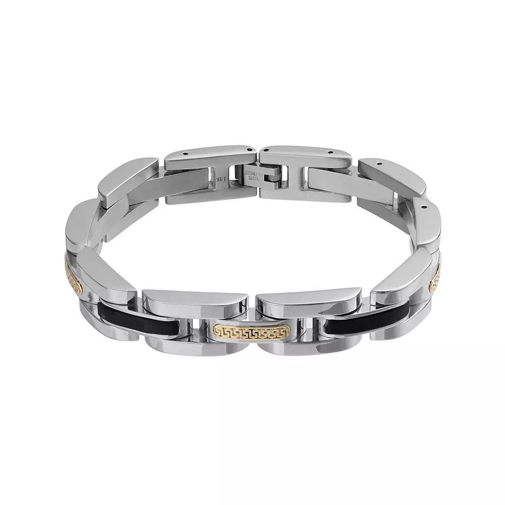 Kristen Kesho 14k Gold Bar and Black Onyx on Stainless Steel Bracelet, Men's, Size: 8.75 Product Image