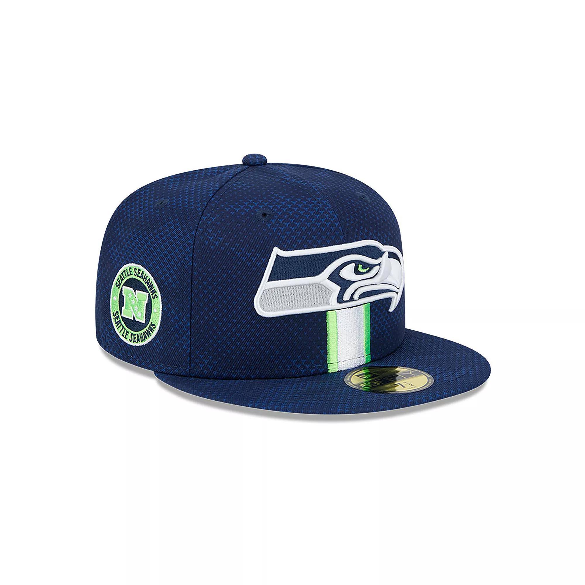 Men's New Era  College Navy Seattle Seahawks 2024 Sideline 59FIFTY Fitted Hat, Size: 7 1/8, Blue Product Image