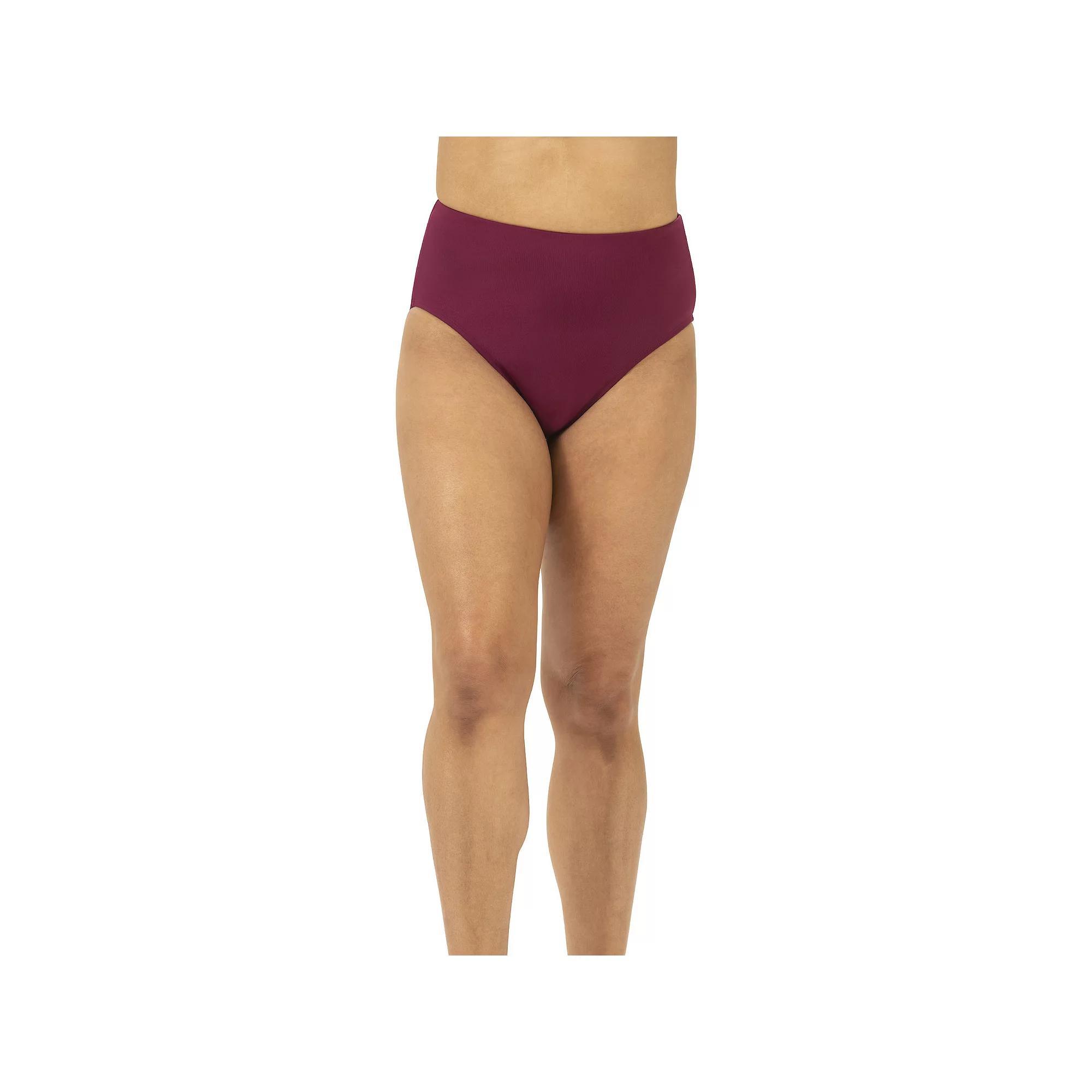 Women's Dolfin Aquashape Solid UPF 50+ High-Waist Brief Swim Bottoms, Size: Small, Cabernet Product Image