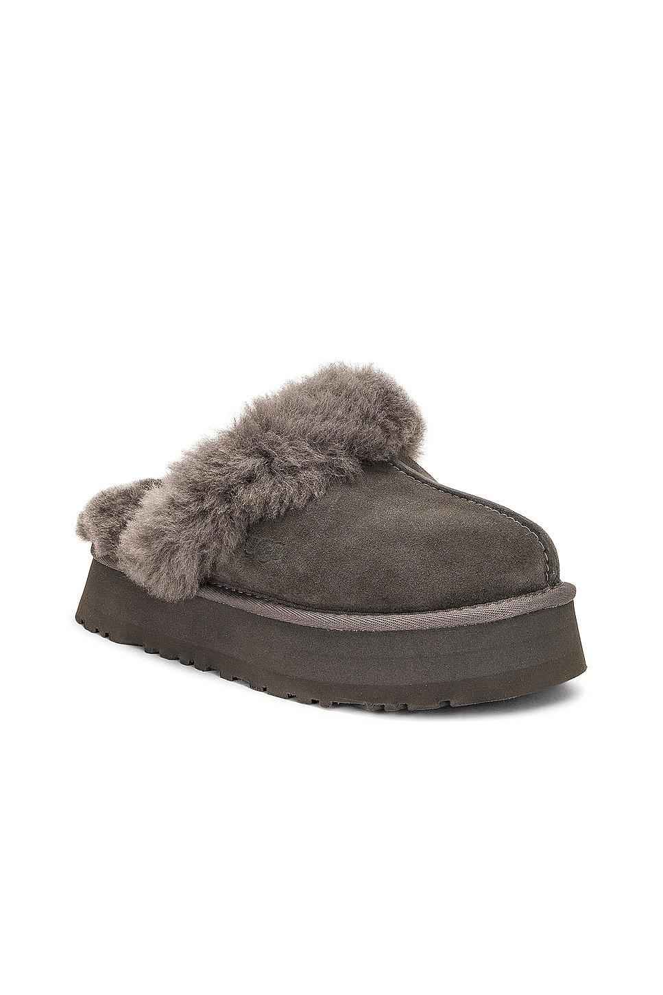 UGG Disquette Suede Fur Platform Slippers Product Image