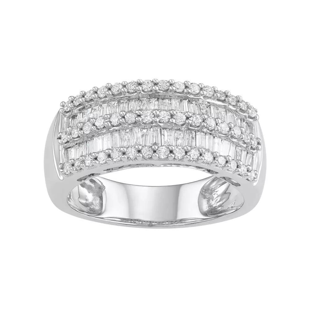 10k White Gold 1 Carat T.W. Diamond Multi Row Ring, Women's, Size: 7 Product Image