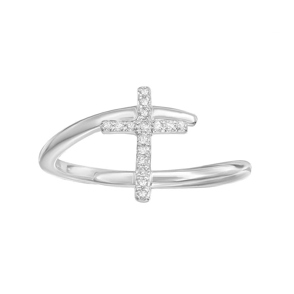 Gemminded 10k Gold Diamond Accent Bypass Ring, Women's, Size: 9, 10k White Gold Product Image