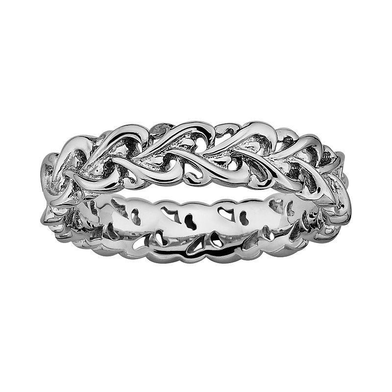 Stacks & Stones Sterling Silver Intertwined Heart Stack Ring, Women's, Size: 10 Product Image