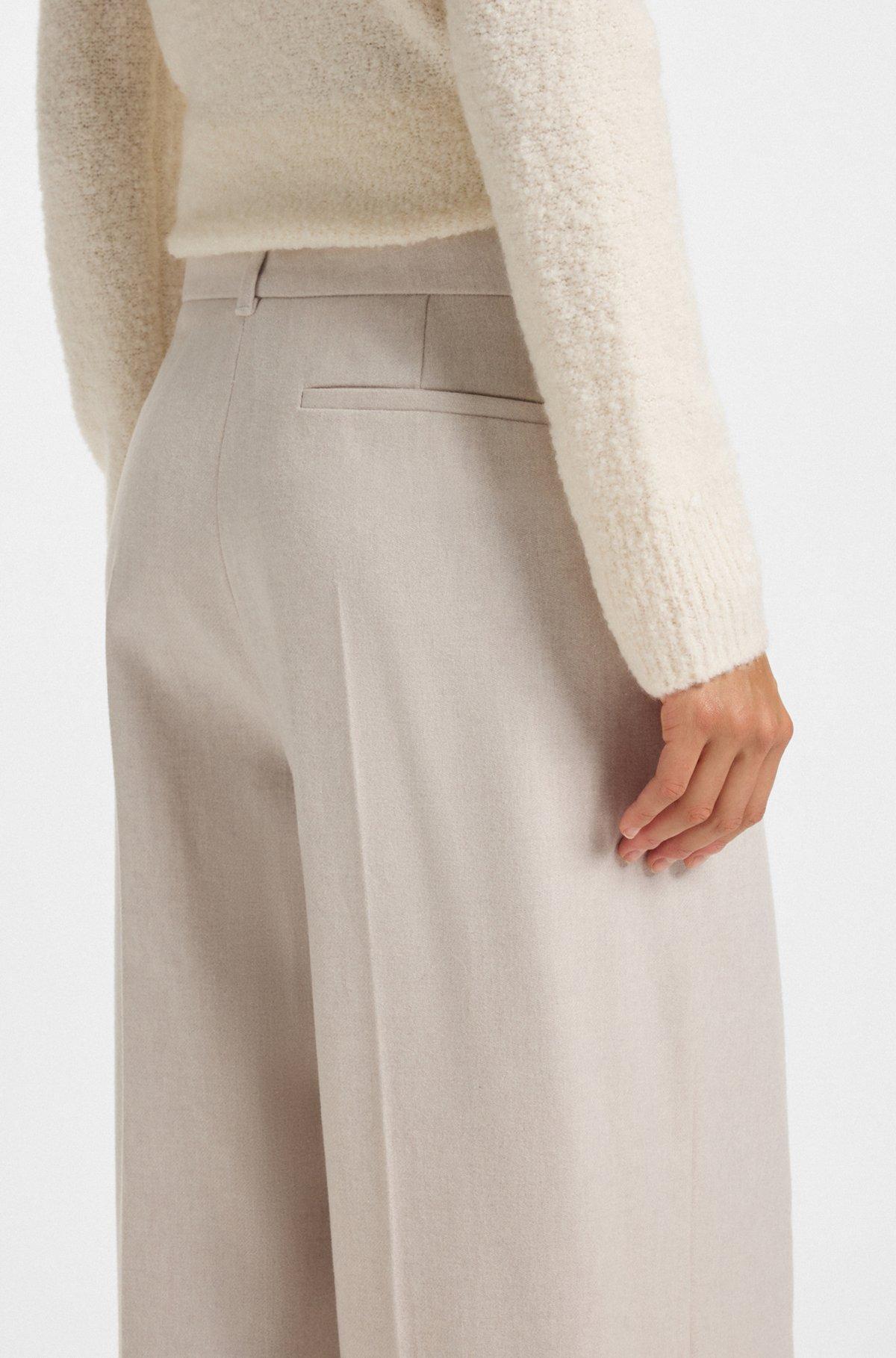 Regular-fit wide-leg trousers in soft flannel Product Image