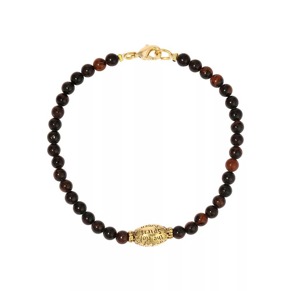 1928 Gold Tone Semi Precious Prayer Bead Bracelet, Womens, Brown Product Image