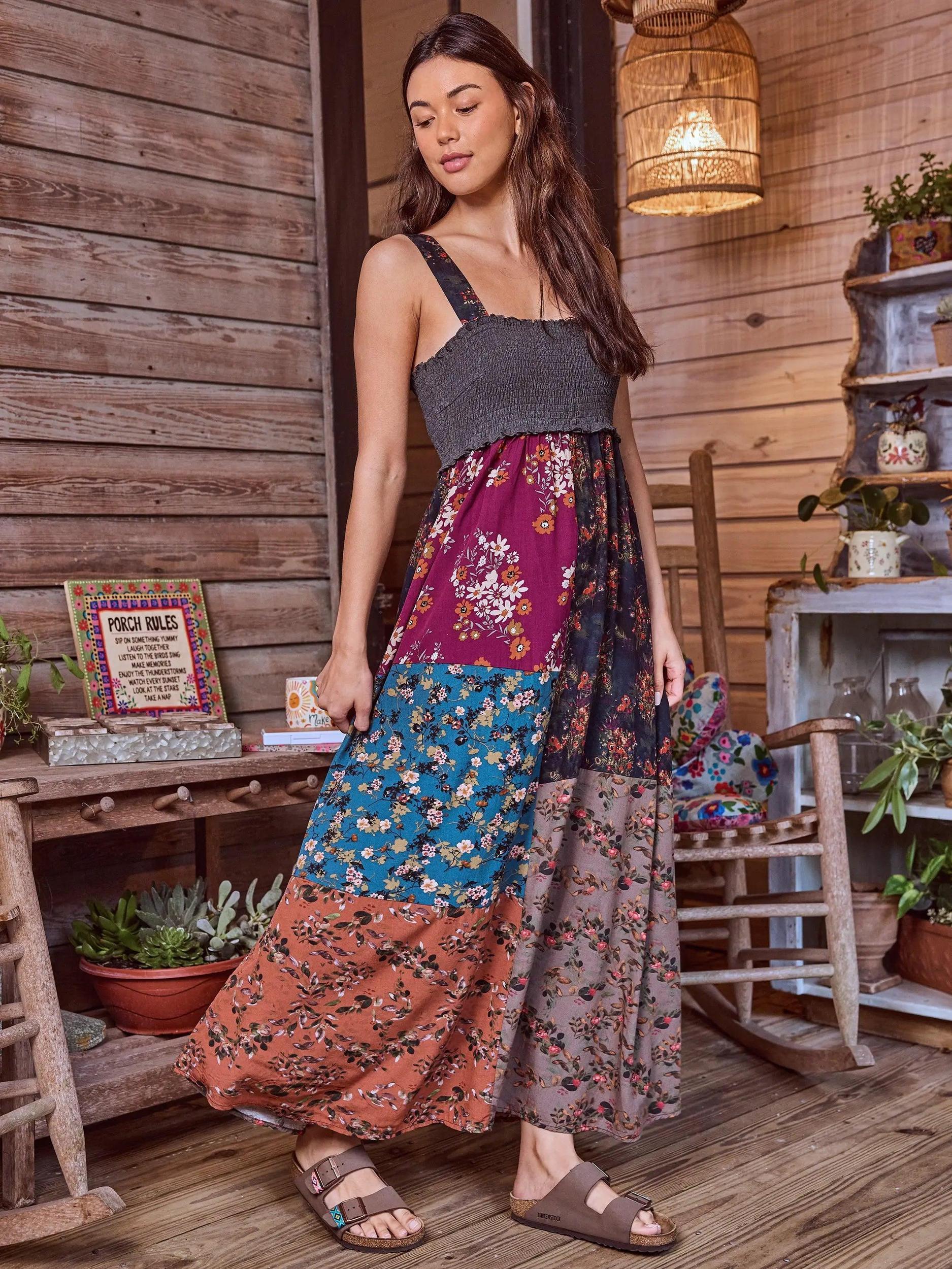 Valentina Maxi Dress - Rust Teal Mixed Floral Product Image