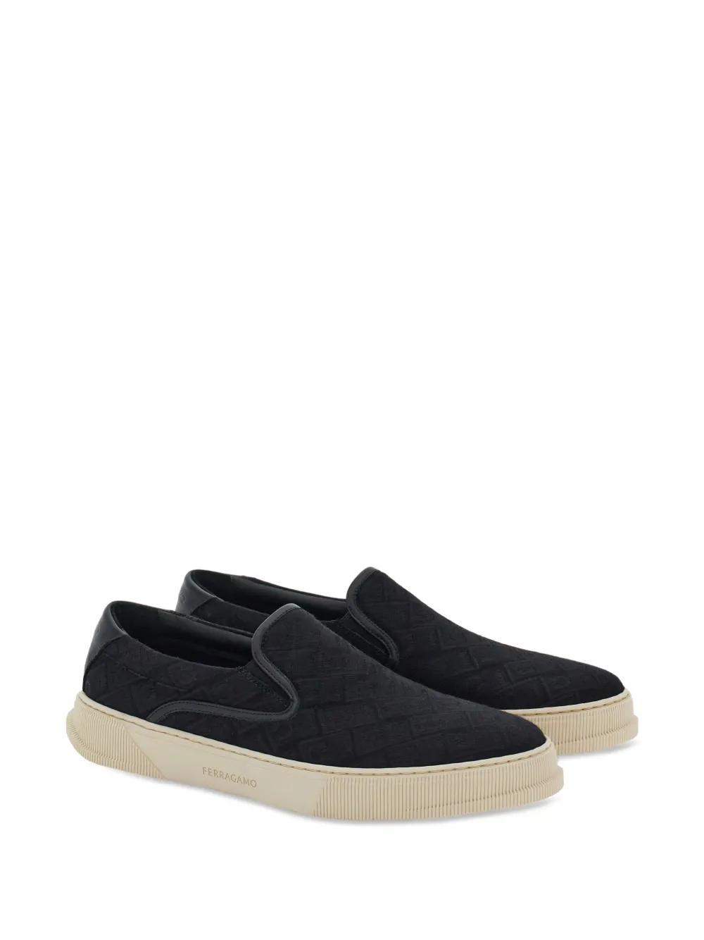 FERRAGAMO Gancini-jacquard Sneakers In Black Product Image