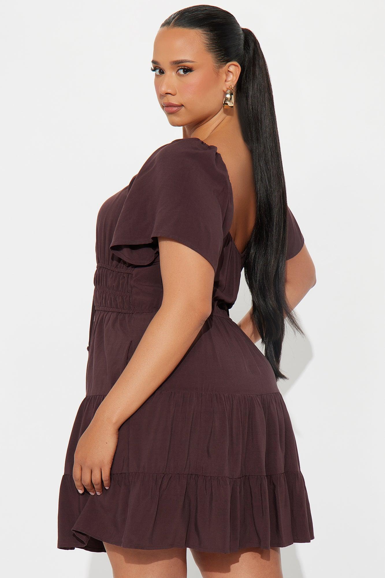 Bloomin Beauty Mini Dress - Chocolate Product Image