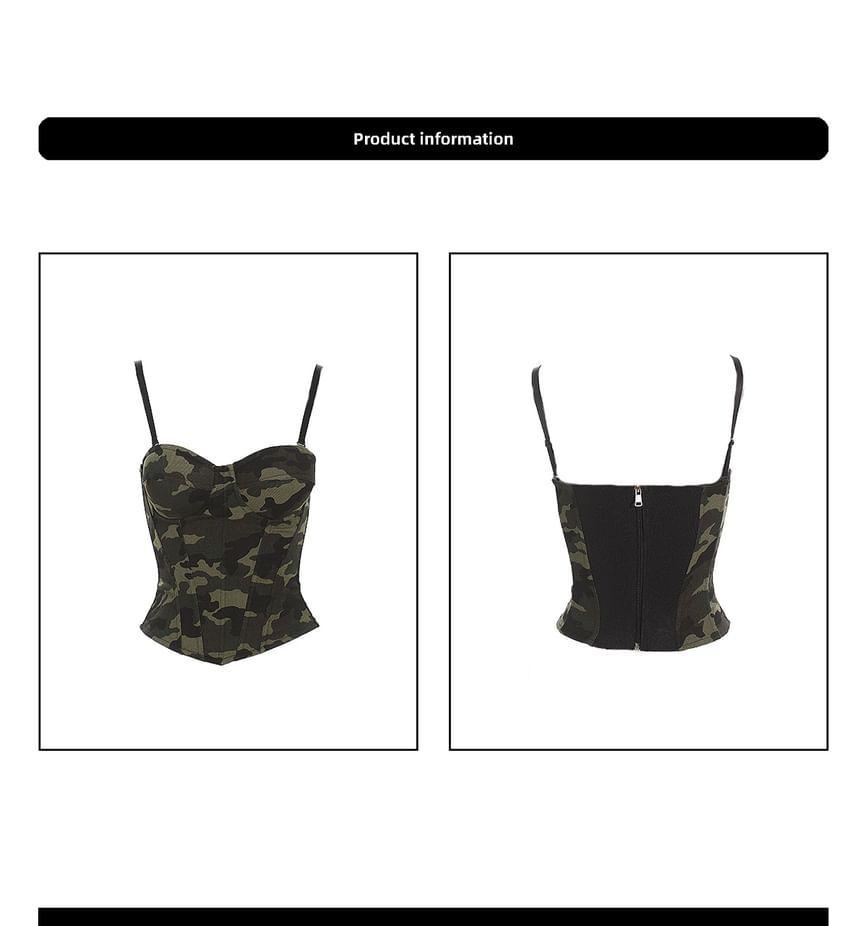 Camo Print Crop Corset Tube Top Product Image