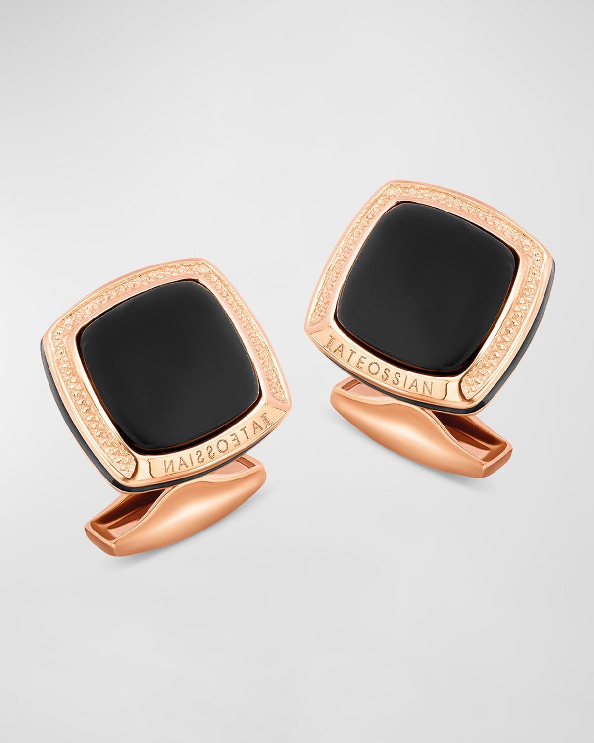 Mens Black Onyx Cushion Cufflinks Product Image