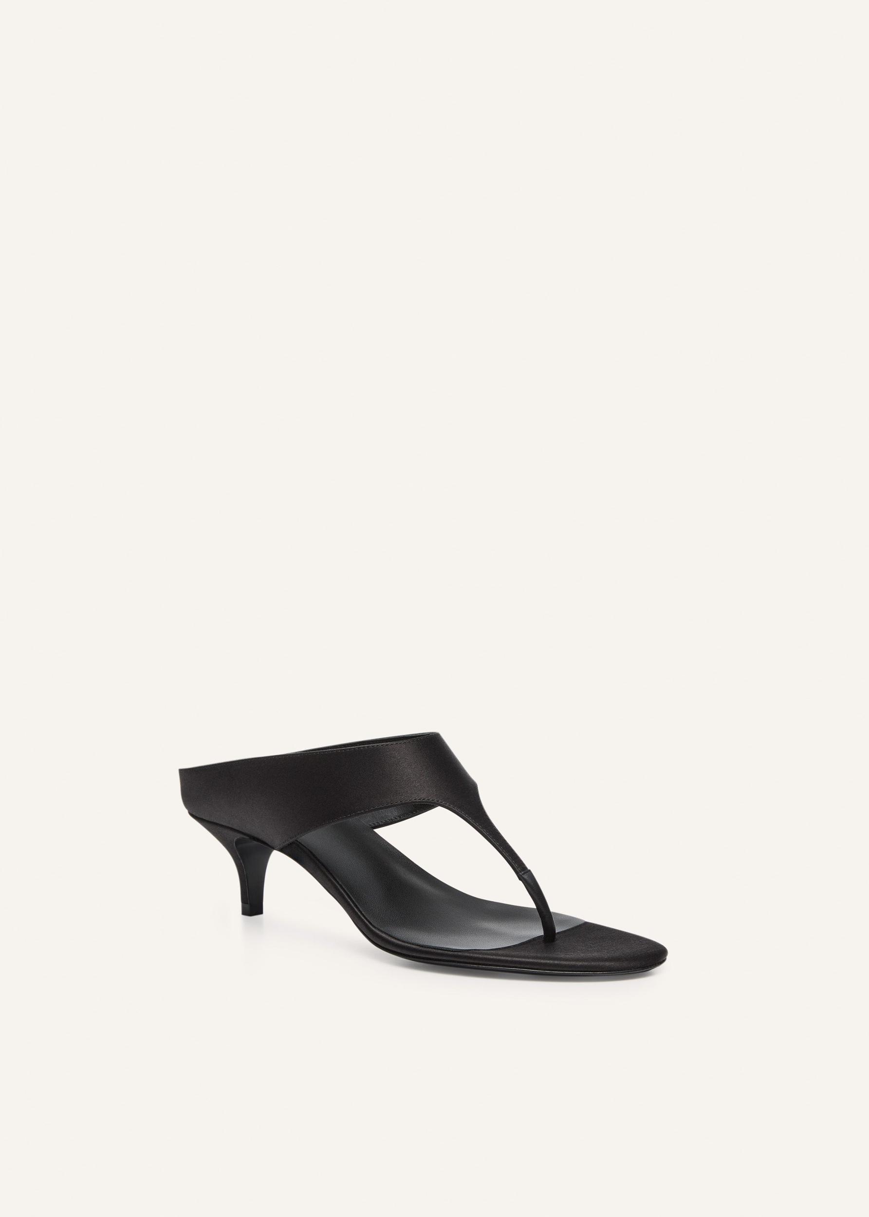 Thong sandals in black satin Product Image
