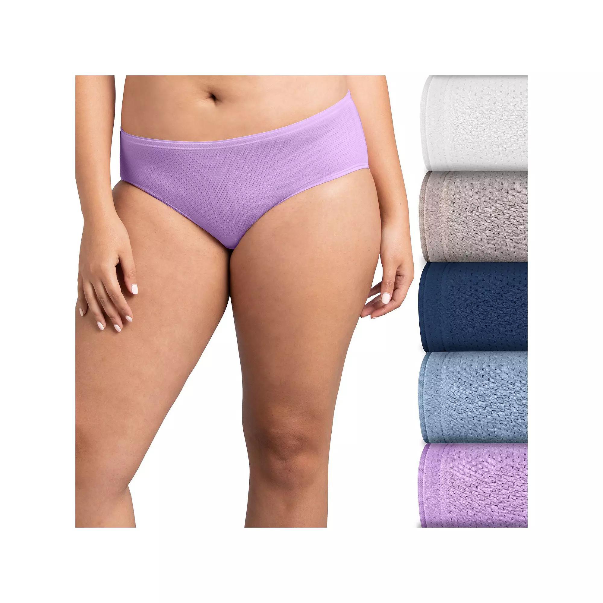 Women's Fruit of the Loom® Signature 5-pack Breathable Micro-Mesh Brief Panty 5DBMLRBK, Size: 9, Tiffany Silver Asst Product Image
