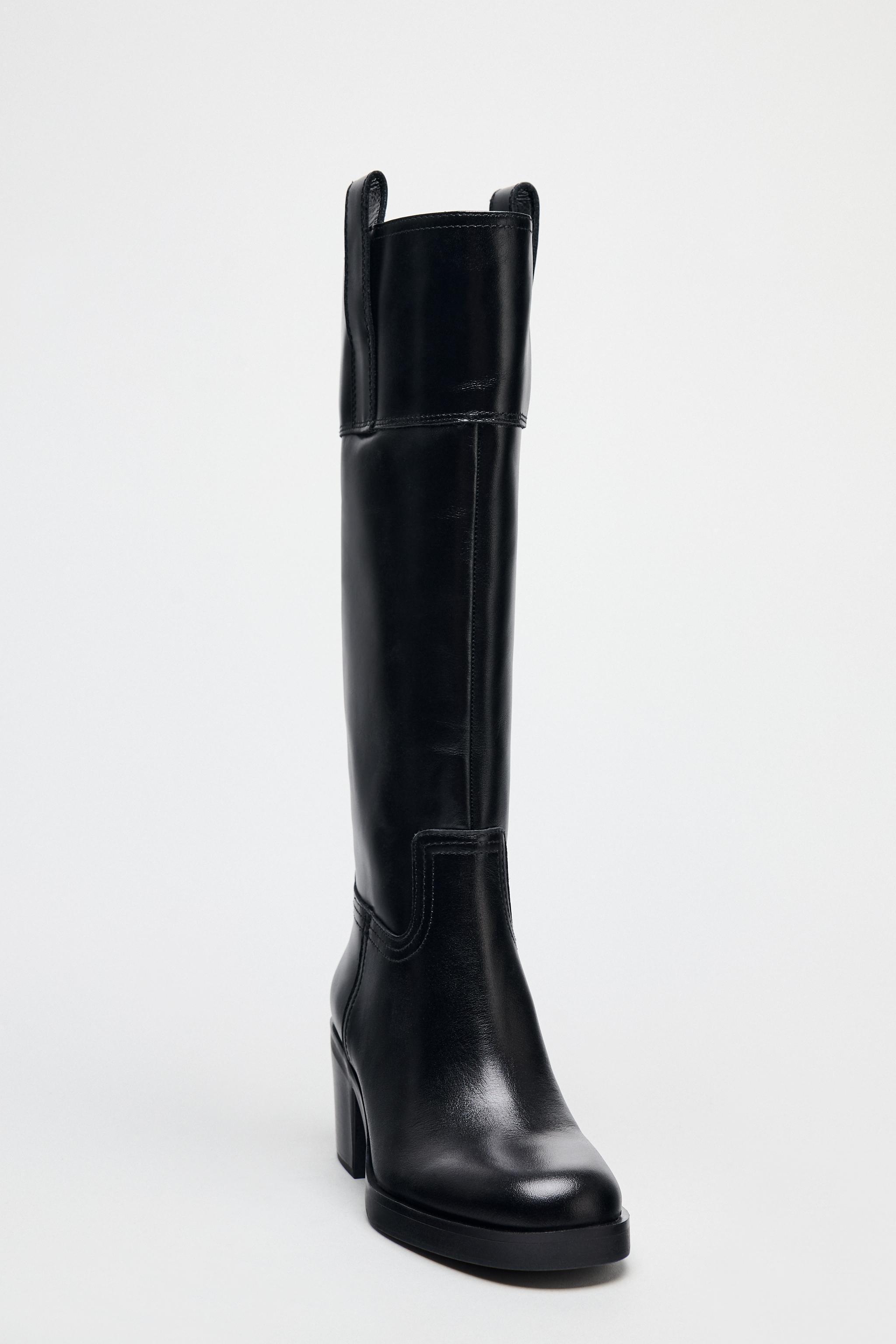 LEATHER KNEE HIGH BOOTS Product Image