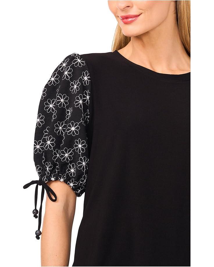 Mixed Media Tie Sleeve Top Product Image