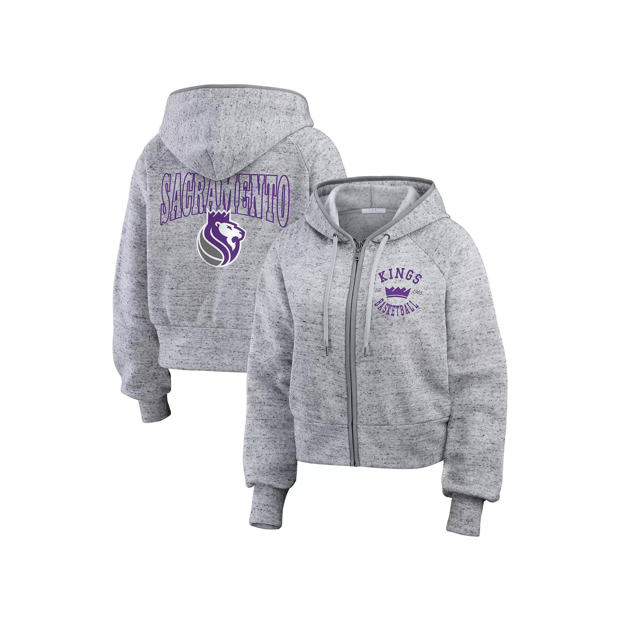 Women's WEAR by Erin Andrews Heather Gray Sacramento Kings Speckled Radiator Full-Zip Hoodie, Size: 2XL, Kng Grey Product Image