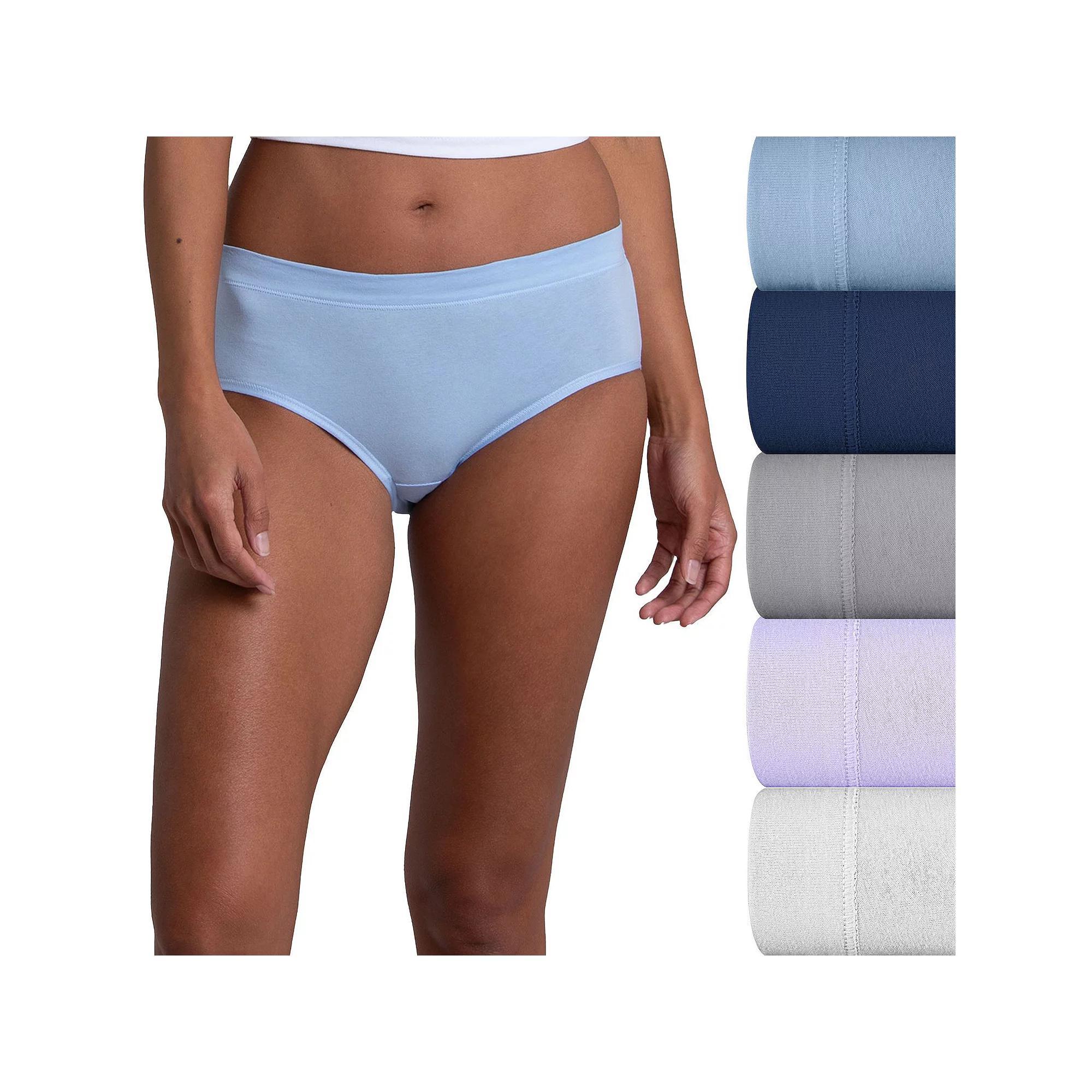 Womens Fruit of the Loom 360 Stretch Low-Rise 5-pack Brief Panty 5DCSSLB Navy Purple Pack Product Image