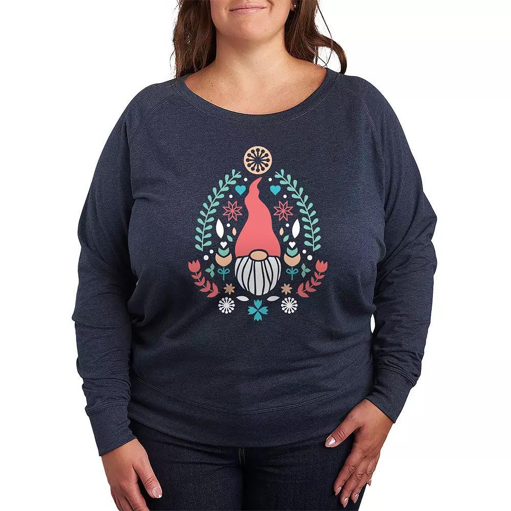Plus Size Scandinavian Gnome French Terry Long Sleeve Tee, Womens Heather Grey Product Image