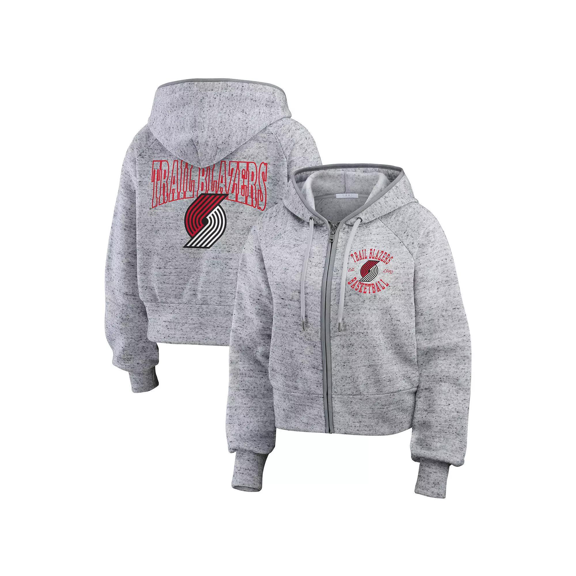 Women's WEAR by Erin Andrews Heather Gray Portland Trail Blazers Speckled Radiator Full-Zip Hoodie, Size: XS, Grey Product Image