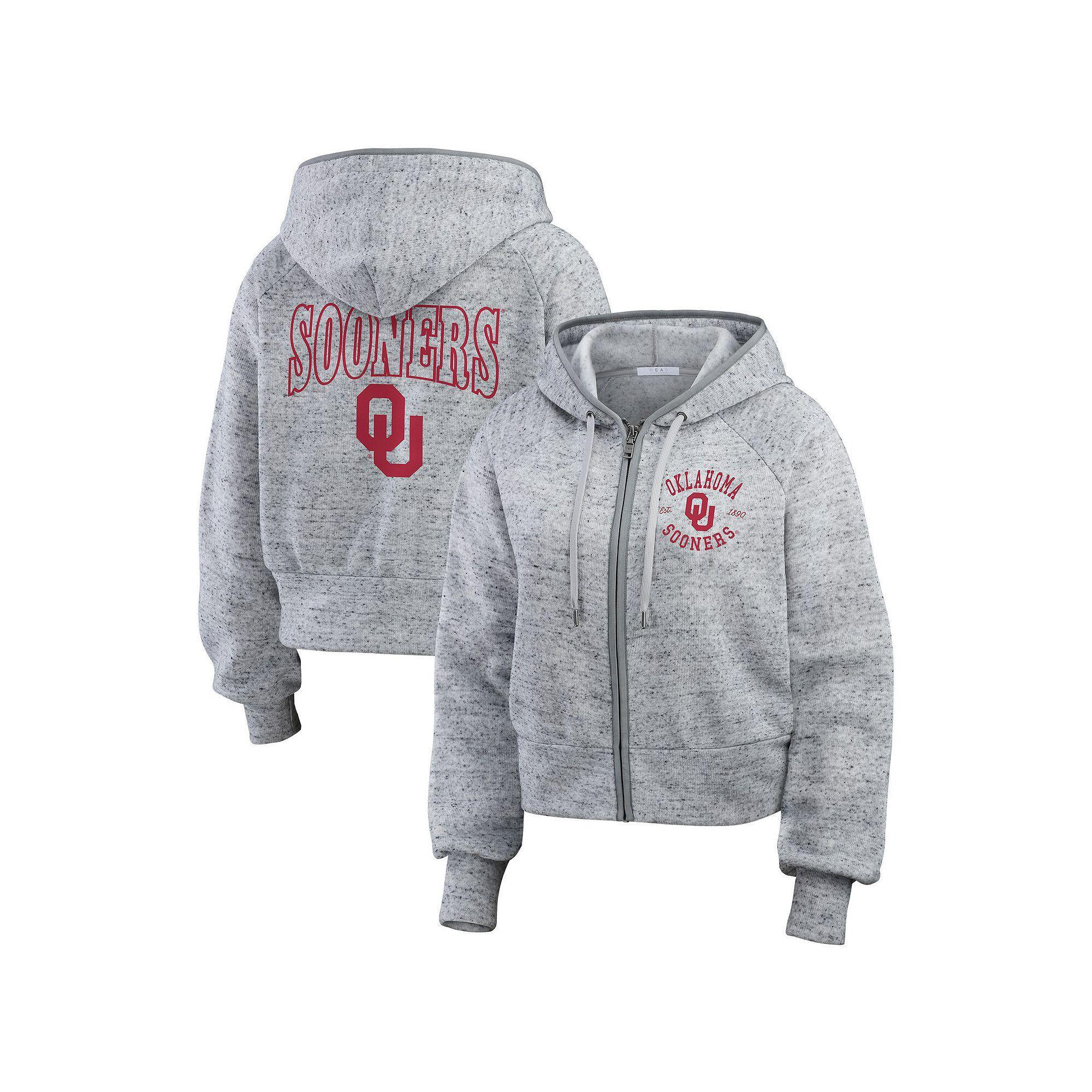 Women's WEAR by Erin Andrews Heather Gray Charlotte Hornets Speckled Radiator Full-Zip Hoodie, Size: Small, Chr Grey Product Image