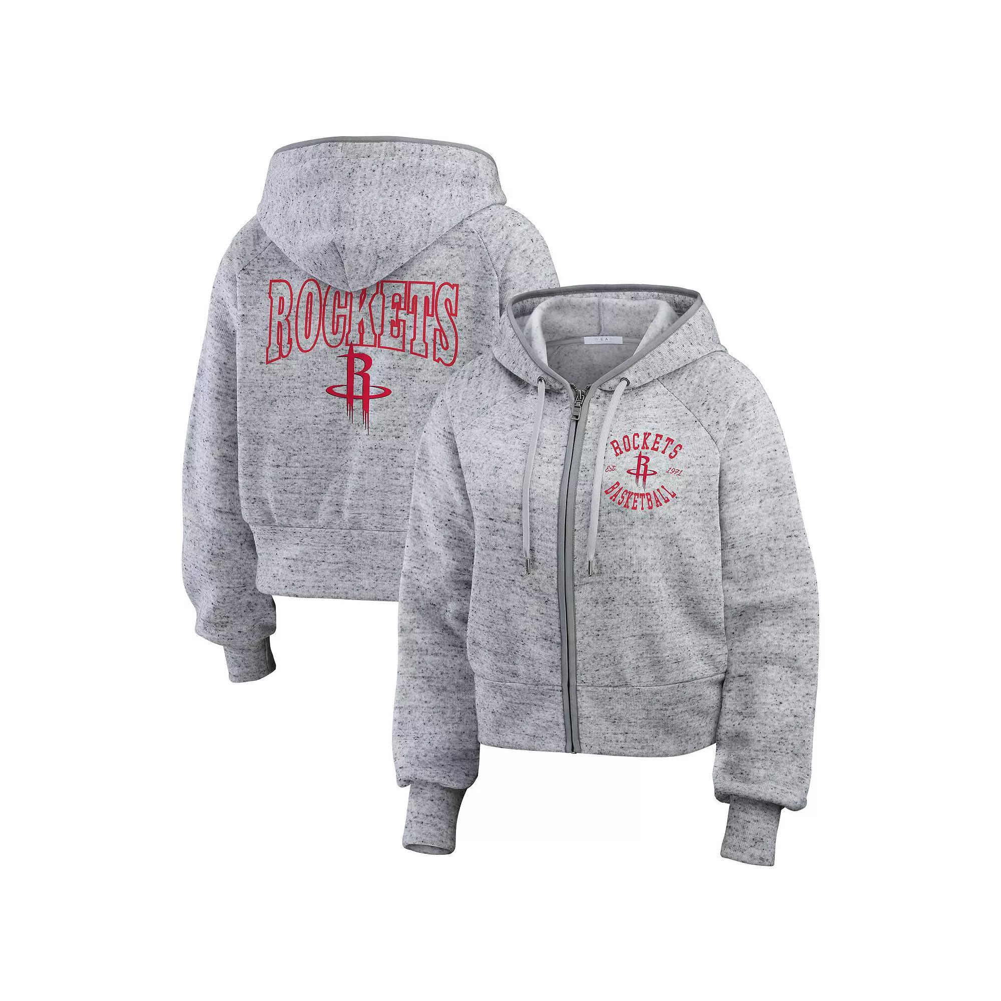 Women's WEAR by Erin Andrews Heather Gray Charlotte Hornets Speckled Radiator Full-Zip Hoodie, Size: Small, Chr Grey Product Image