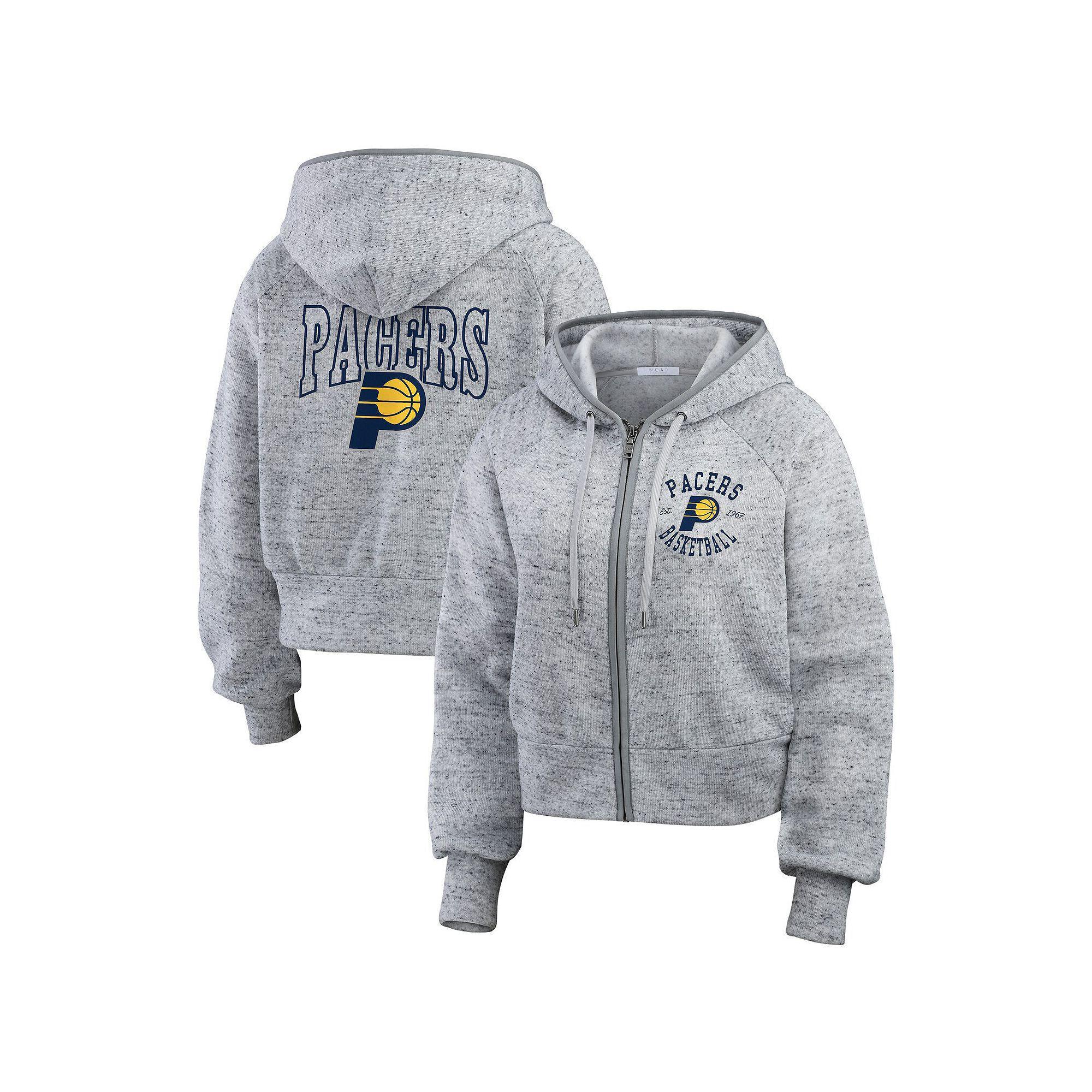 Women's WEAR by Erin Andrews Heather Gray Indiana Pacers Speckled Radiator Full-Zip Hoodie, Size: 2XL, Grey Product Image