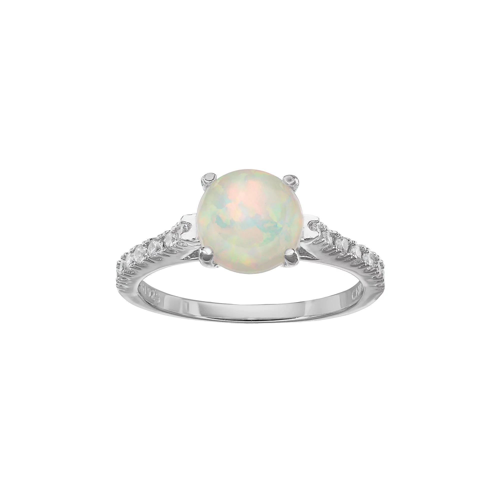 Sophie Miller Sterling Silver Lab-Created Opal & Cubic Zirconia Ring, Women's, Size: 5, White Product Image