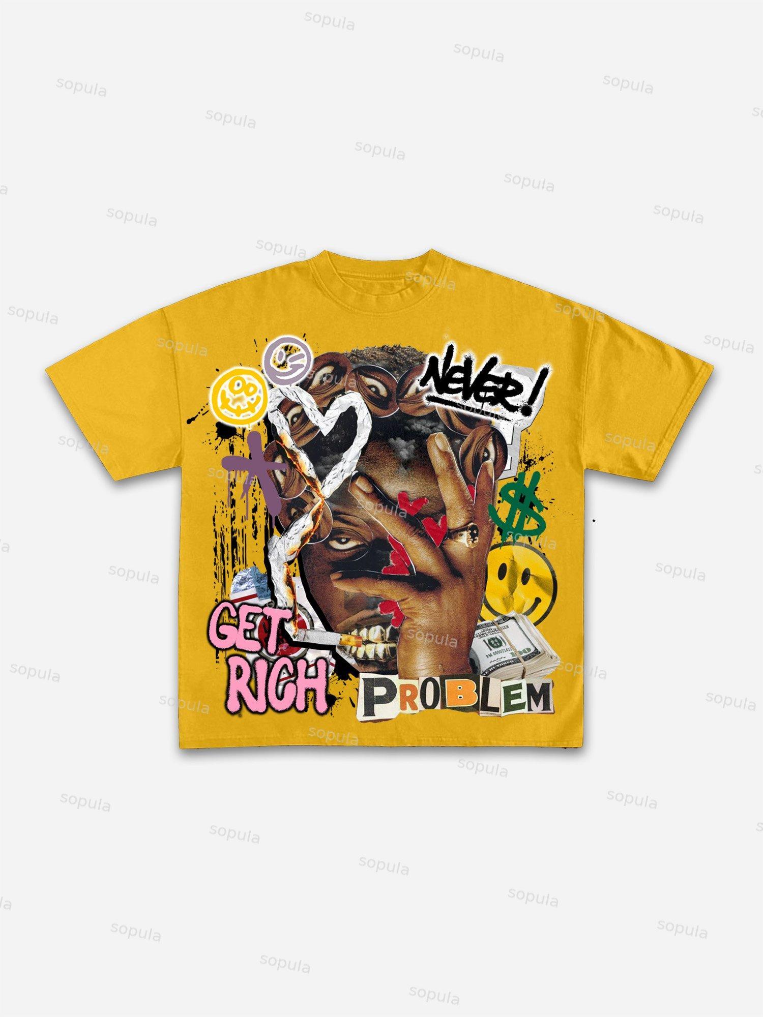 Richer Than My Opps Vintage Abstract Man Graphic Cotton T-shirt Product Image