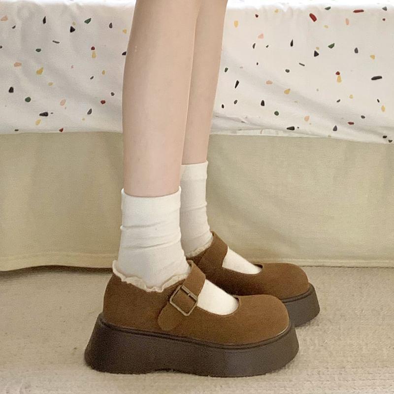 Lace Trim Platform Mary Jane Shoes Product Image