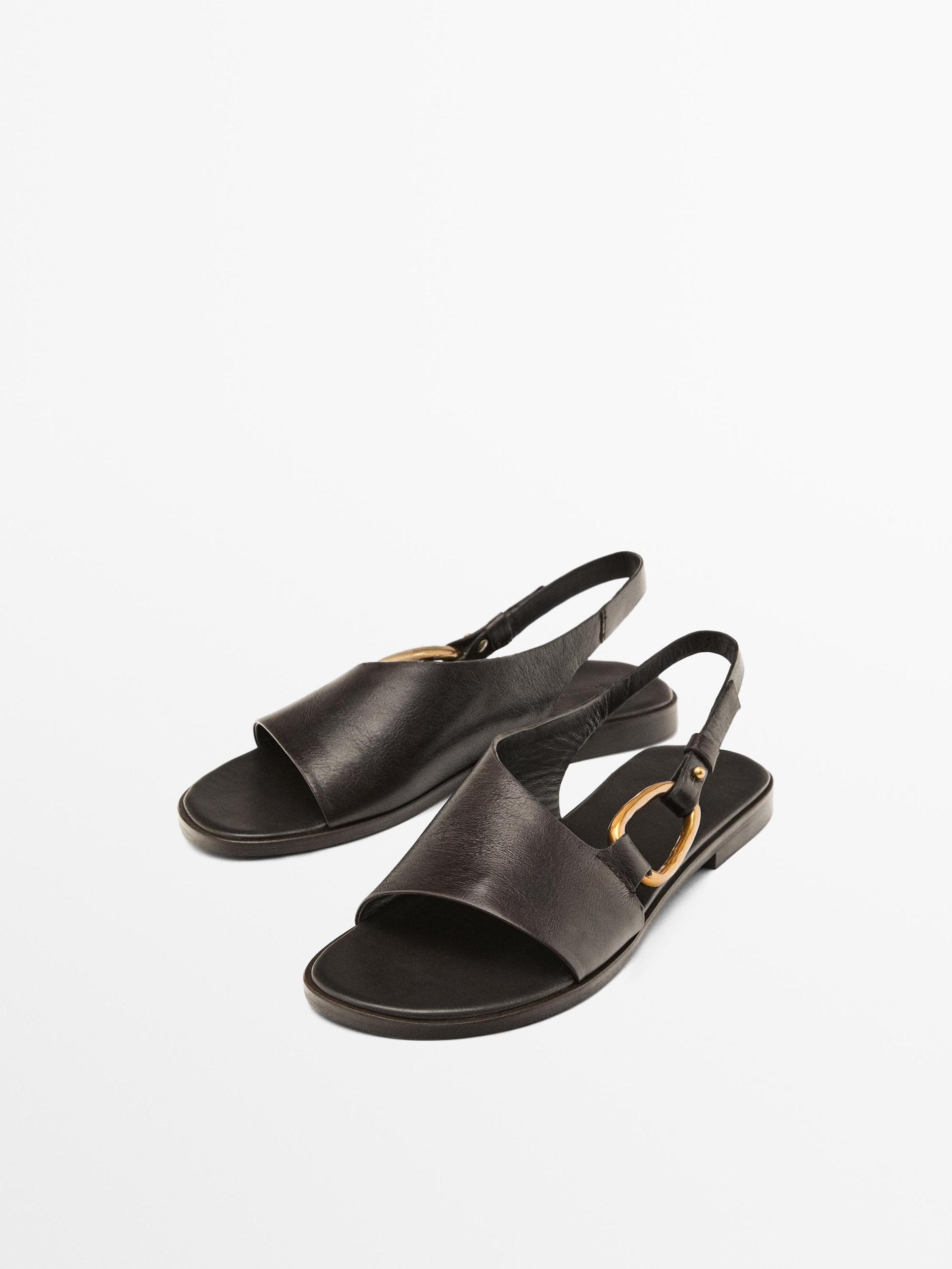 Leather sandals with ring detail Product Image