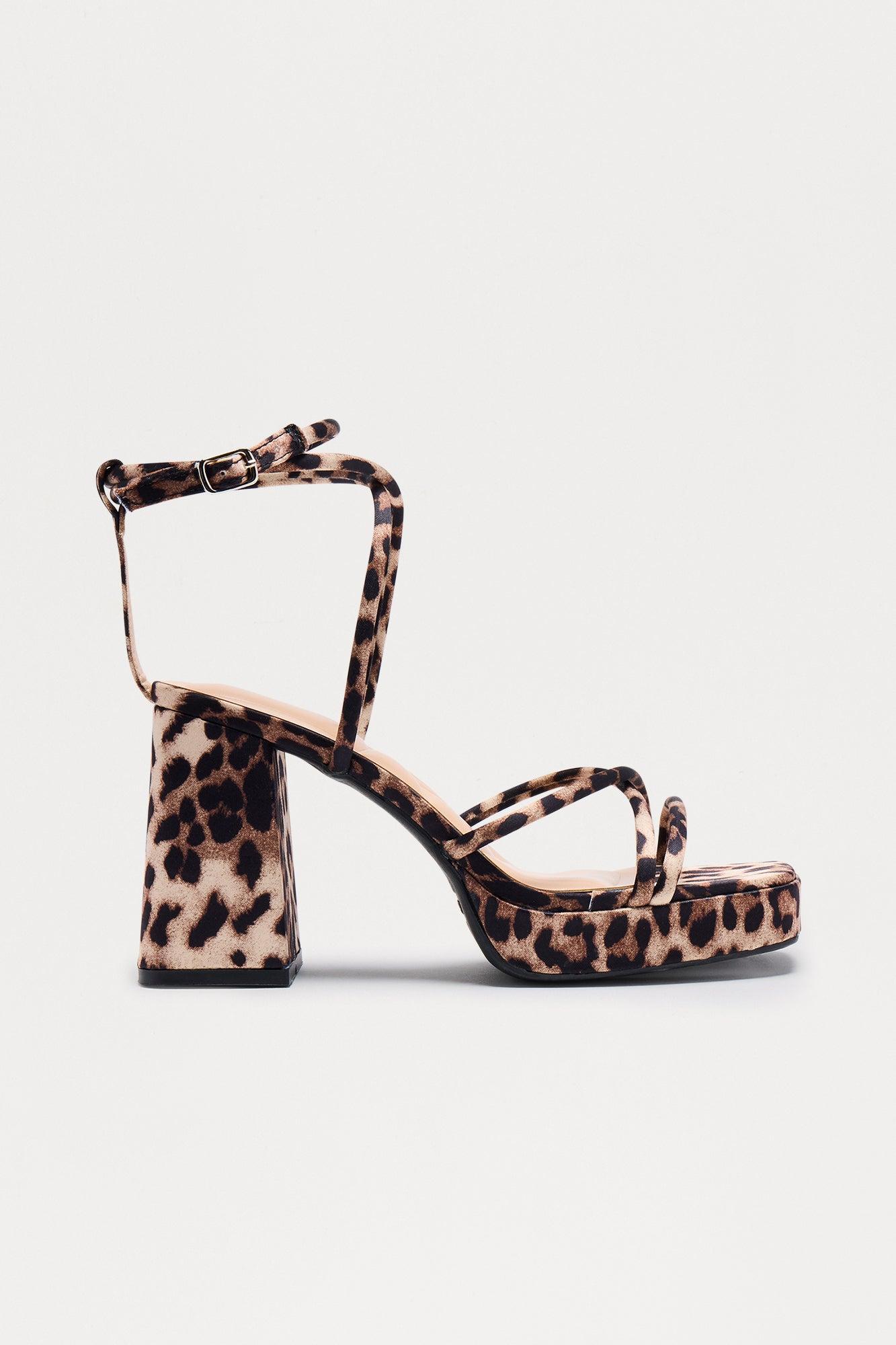 Aggie Faux Leather Block Heels - Leopard Product Image