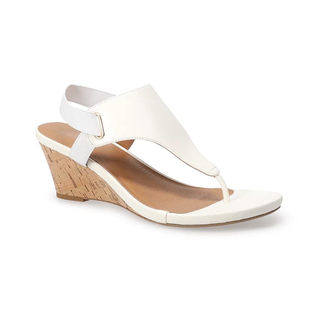 Croft & Barrow® Wedge Thong Women's Sandals, Size: 6.5, White Product Image