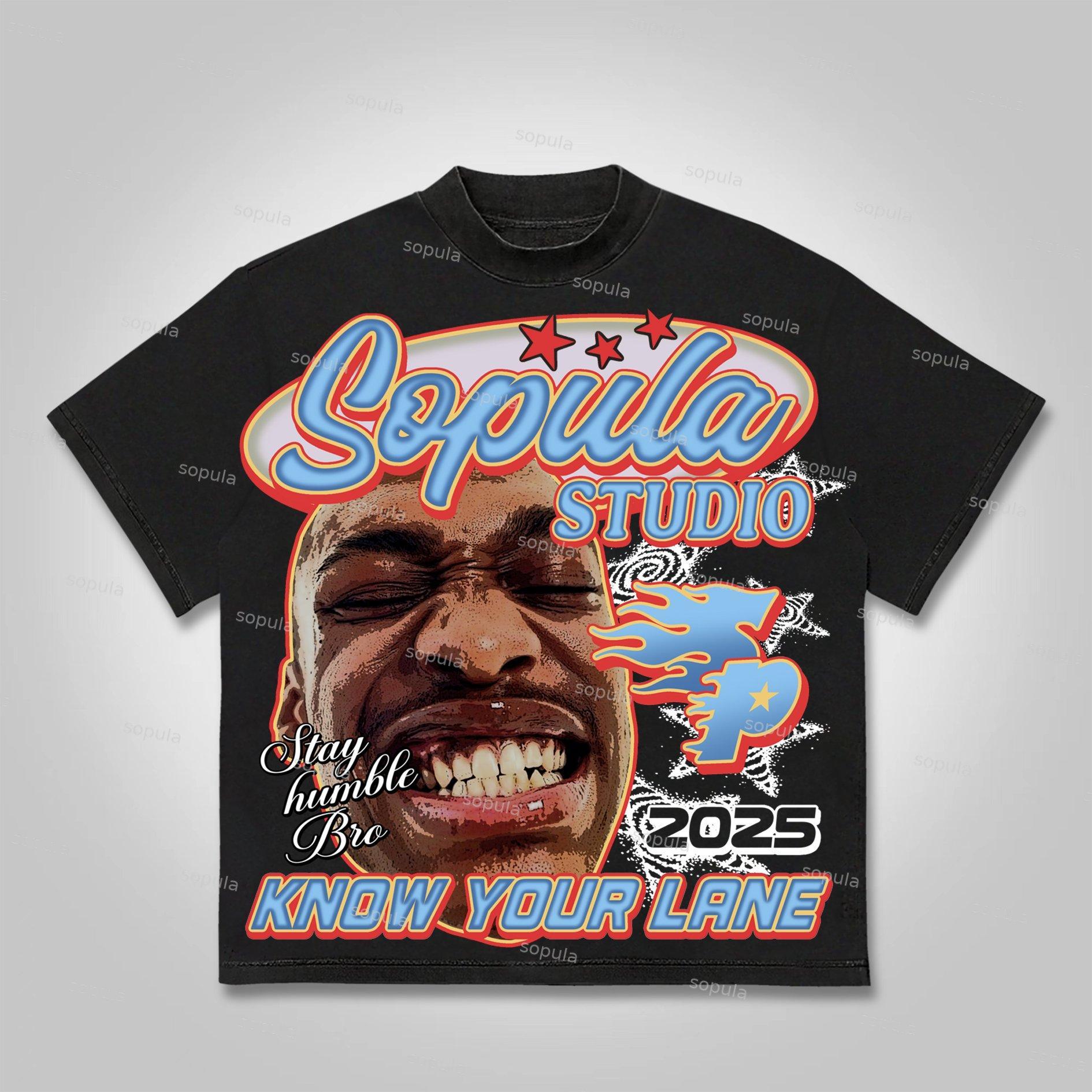 Sopula 2025 Stay Humble, Bro Vintage Street Head Graphic Cotton T-shirt Product Image