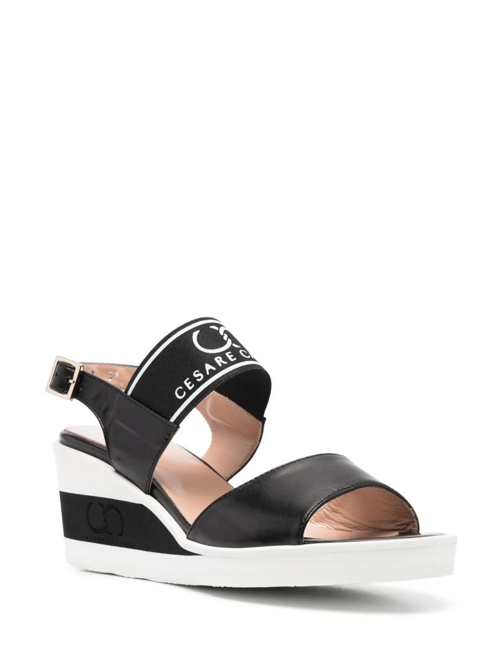CASADEI Logo-print Wedge Sandals In Black Product Image