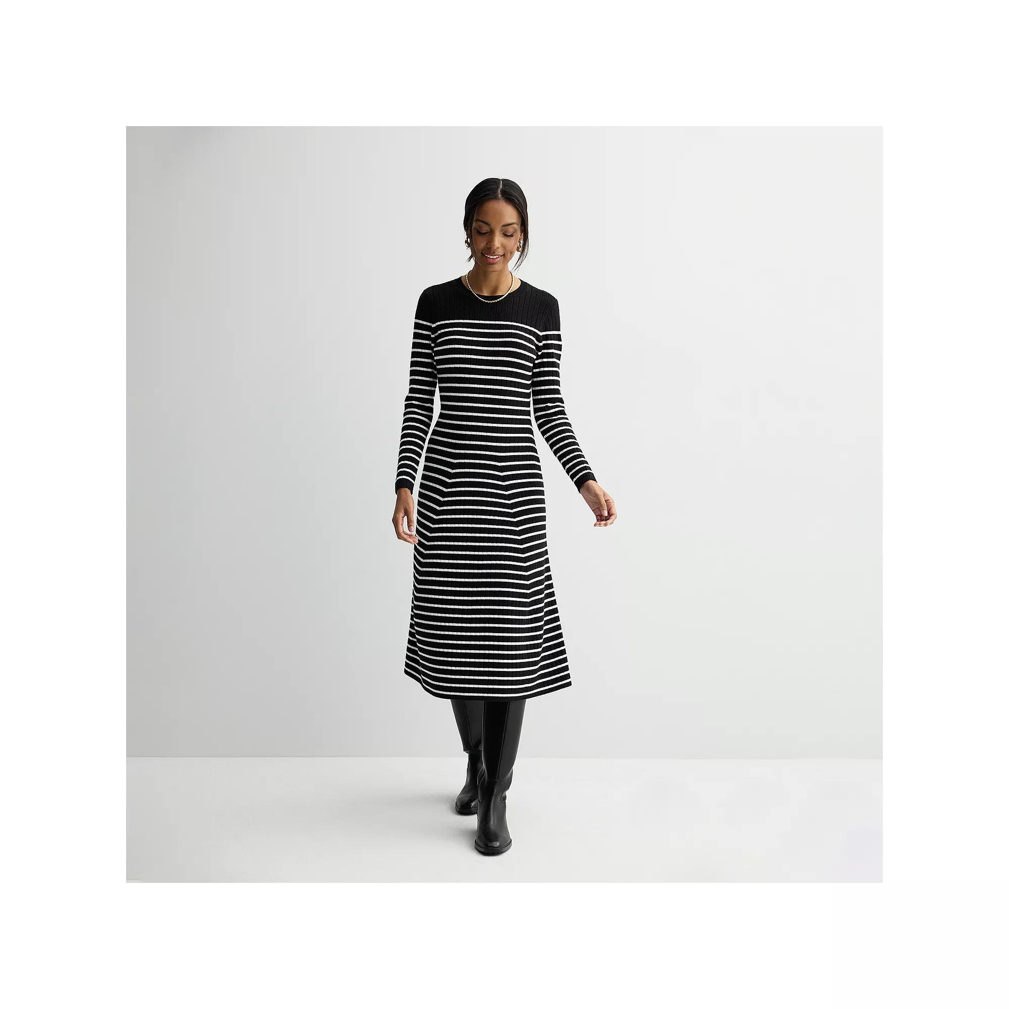 Petite Nine West Knitted Dress, Women's, Size: XL Petite, Black Stripe Product Image