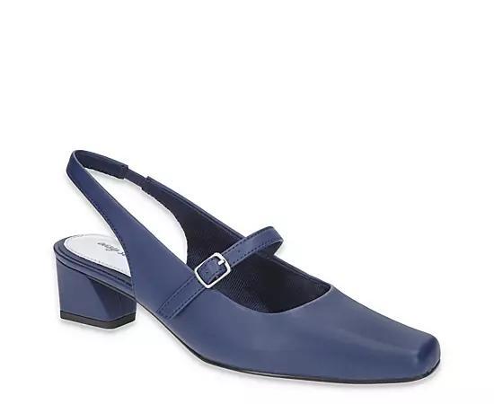 Easy Street Womens Cameo Square Toe Slingback Pumps Blue Satin Product Image