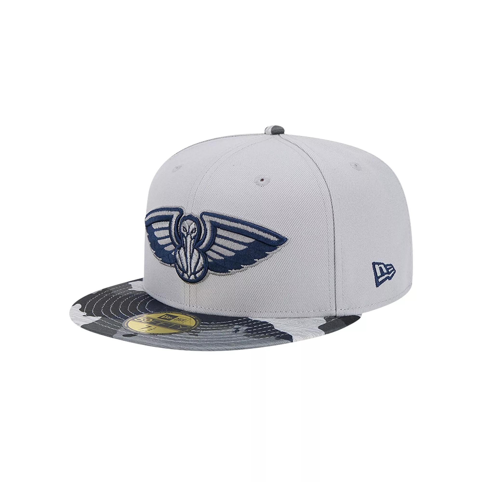 Men's New Era Gray New Orleans Pelicans Active Color Camo Visor 59FIFTY Fitted Hat, Size: 7 3/4, Grey Product Image
