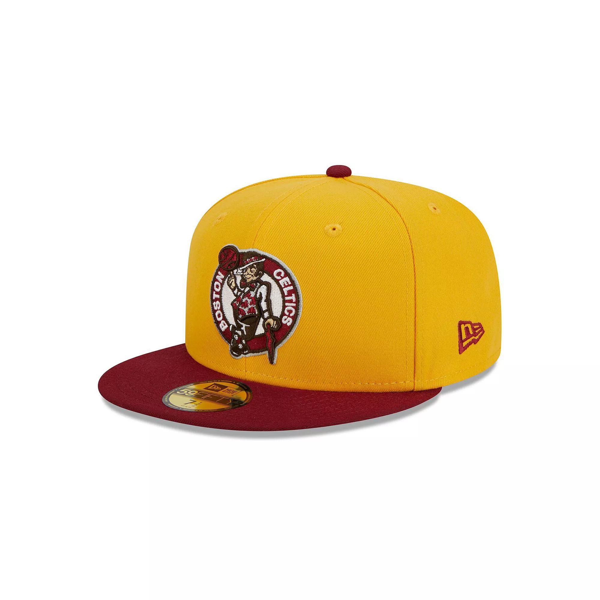 Men's New Era Yellow/Red Boston Celtics Fall Leaves 2-Tone 59FIFTY Fitted Hat, Size: 7 3/8 Product Image
