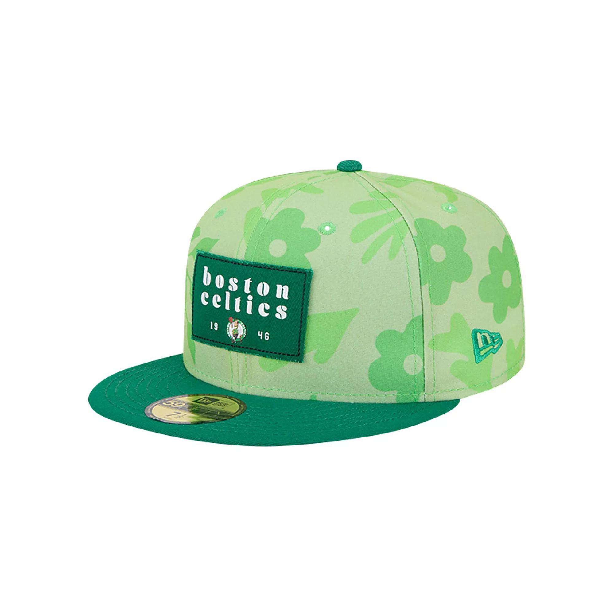 Men's New Era Kelly Green Boston Celtics Palm Fronds 2-Tone 59FIFTY Fitted Hat, Size: 7 Product Image