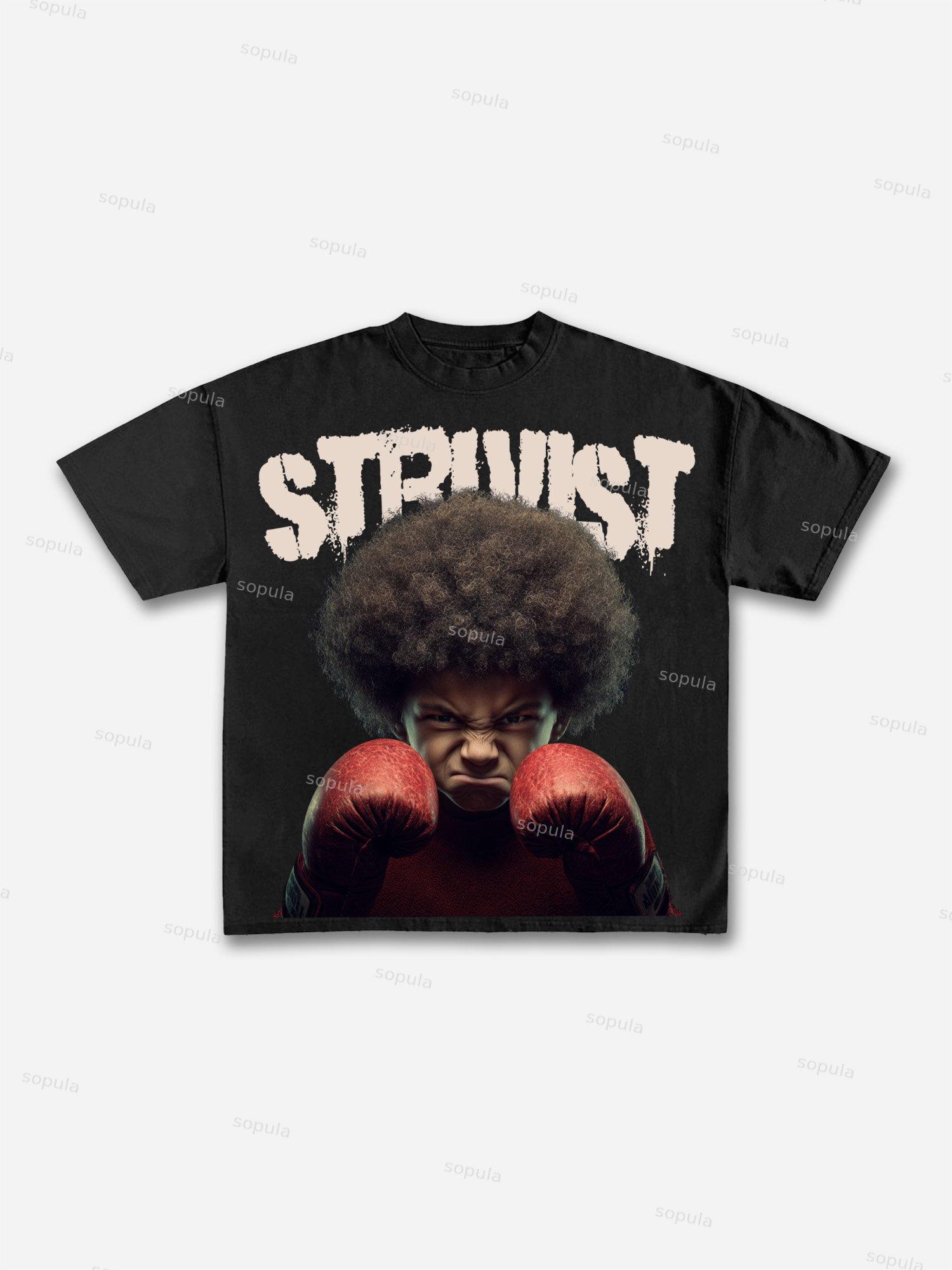 Struggleist Explosive Hairstyles Boxer Vintage Graphic Cotton T-shirt Product Image